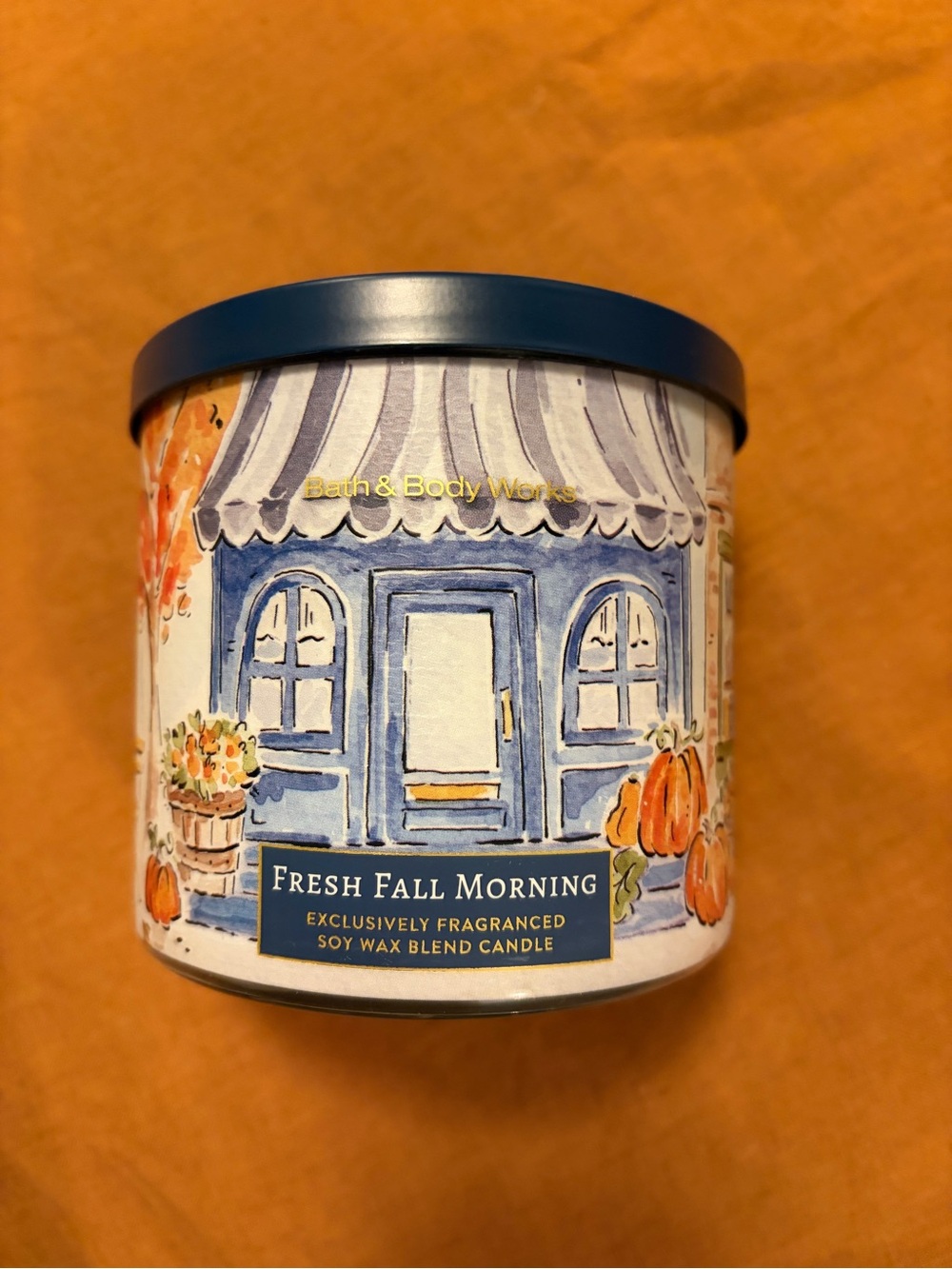 Bath & Body Works Blue & Orange Fresh Fall Morning Decorative Candle
